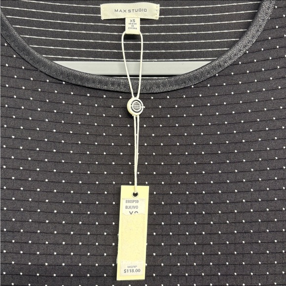 NWT Max Studio Womens Sweater Dress Size XS Black Polka Dot Long Sleeve mini - Picture 3 of 7